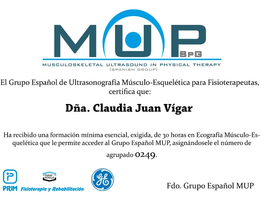 Claudia Juan Vigar certificate: Spanish MUP Group