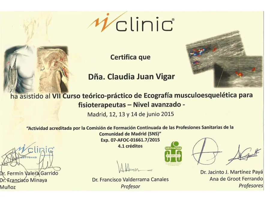 Claudia Juan Vigar certificate: Musculoskeletal ultrasound